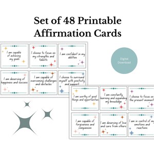 Tarjetas de afirmación positiva para adultos jóvenes, tablero de visión imprimible, atracción, manifestación y cuidado personal, citas positivas, DESCARGA DIGITAL