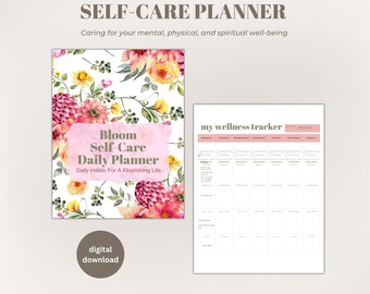 Self-Care Planner, Mental Health and Wellness, Daily Well-being Planner, Mindful Gift, Meal Planner, Printable Planner, Wellness Journal