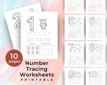 Number Tracing Worksheets, 1-10 Number Workbook for Kindergarten, 3 year old printable worksheets, Preschool Activity Printable