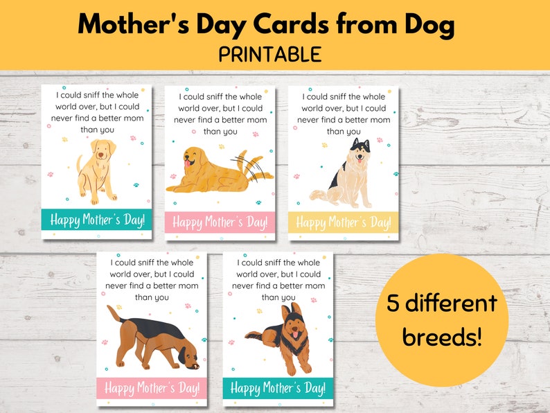 Printable Mothers Day Card From Dog, Funny Mother's Day Greeting Cards ...