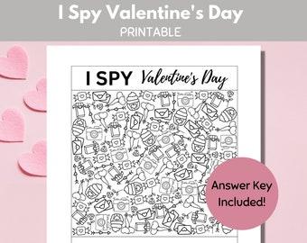 I Spy Valentine's Day Game Printable, Kids Valentine Party Game, Valentine Activity for Kids, Classroom Valentine