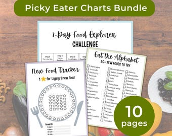 Pingeliger Esser druckbar, Fussy Esser Belohnungsherausfordernde Tabelle, Kleinkind Vorschule Kinder Essensplan, Food Tracker Anleitung, Essenszeit, Probieren Sie neue Lebensmittel aus