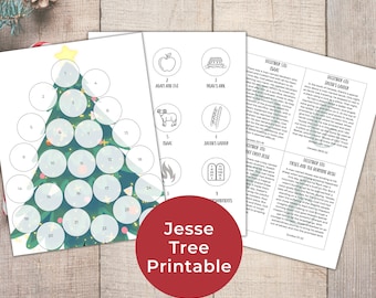 Jesse Tree Printable Activity for Kids, Coloring Ornaments, Christian Catholic Activity, Bible Scriptures