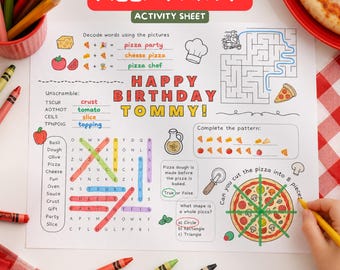 Geburtstags-Aktivitätsblatt Kochen, Bearbeitbarer Spaß Italienisch zum Ausdrucken für Kinder, Pizza-Partyspiele, Kreative Aktivitäten für Feiern