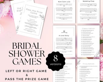 Linke oder rechte Brautdusche Spiele, bestehen das druckbare Gedicht, bestehen die Geschenk-Trivia, fordern den Geschenkaustausch heraus, florale Aktivitätsparty
