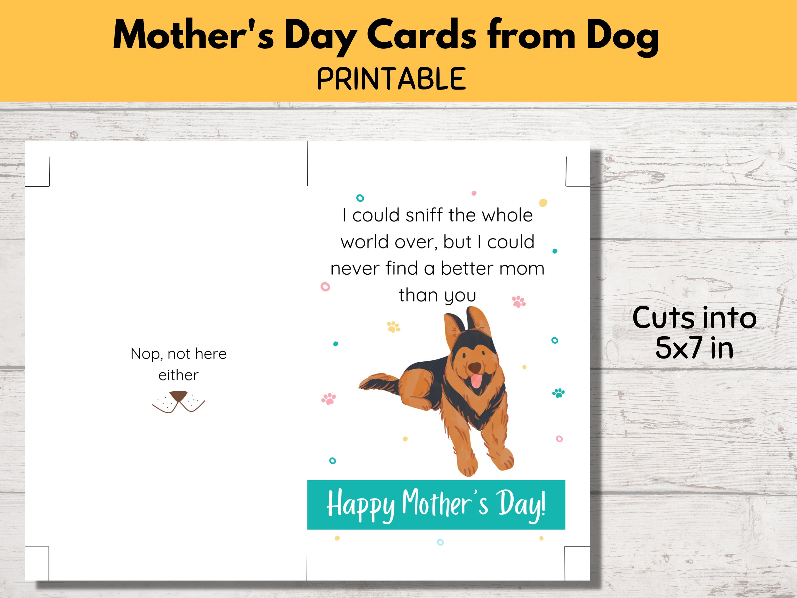 Printable Mothers Day Card From Dog, Funny Mother's Day Greeting Cards ...