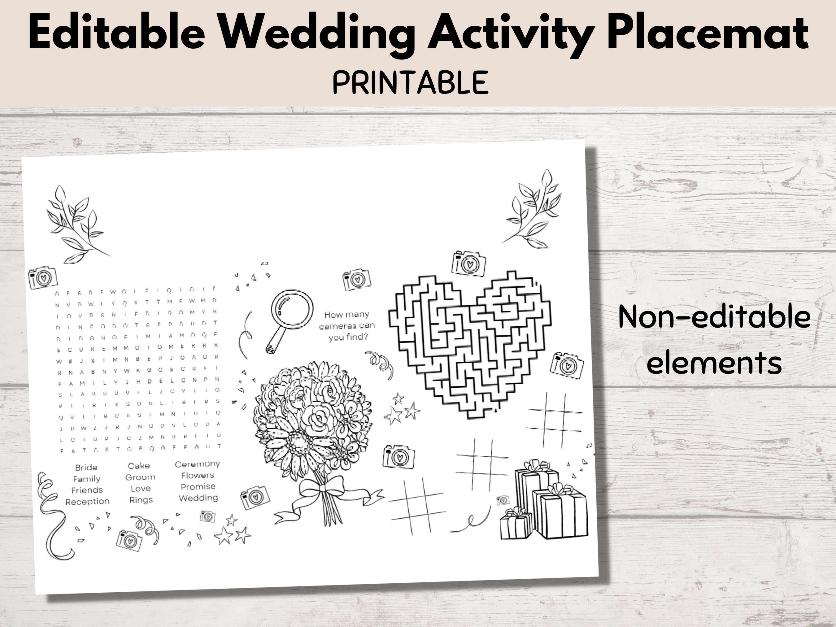Wedding Kids Activity Mat Printable, Editable Kids Table Wedding ...