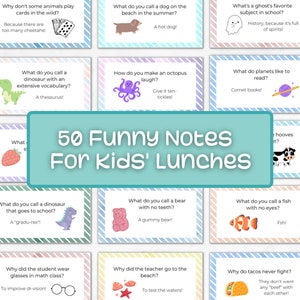 Notas de la lonchera de regreso a la escuela, notas divertidas para los almuerzos de los niños, tarjetas de amor para el almuerzo, chistes imprimibles, tarjetas de aliento, notas a la hora de comer