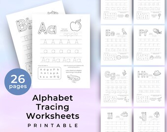 Printable Alphabet Practice Sheets PDF, Tracing Letter Worksheets Preschool, Alphabet ABCs Trace for Kids, Coloring Alphabet Activity Book