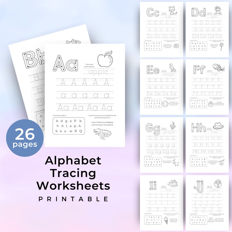 Printable Alphabet Practice Sheets PDF, Tracing Letter Worksheets
