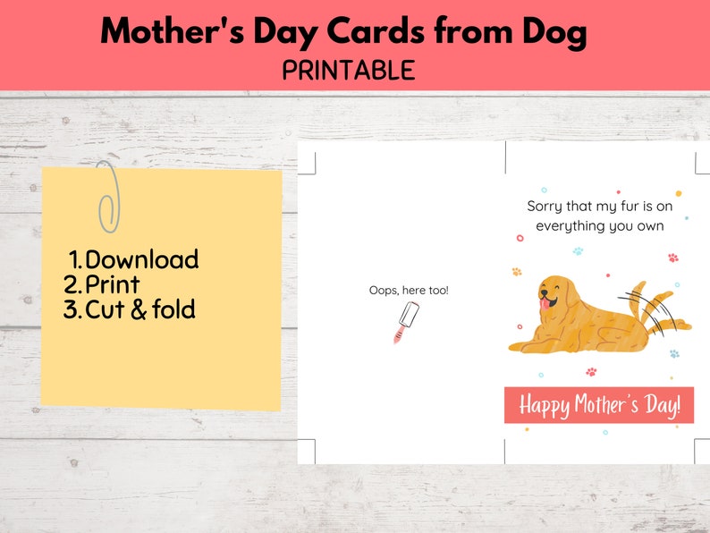 Printable Mothers Day Card From Dog, Funny Mother's Day Greeting Cards ...