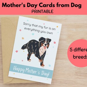 Tarjeta imprimible del día de la madre de perro, tarjetas de felicitación divertidas del día de la madre, tarjeta de mamá perro, regalos para ella