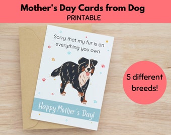 Printable Mothers Day Card From Dog, Funny Mother's Day Greeting Cards, Dog Mom Card, Gifts For Her