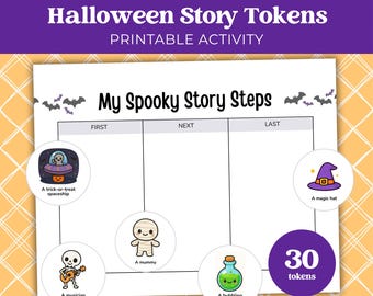 Halloween-Erzählkarten zum Ausdrucken, Herbstliche Erzählkarten für fantasievolle, gruselige und kreative Kinder, Spiel zum Geschichtenerfinden