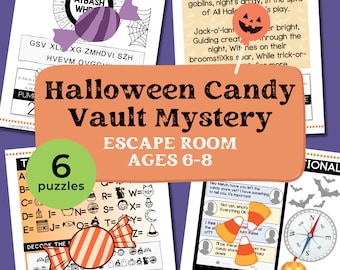 Halloween Kids Escape Room, druckbares Gesellschaftsspiel, Halloween Candy Vault Mystery, Geburtstagsfeier, Familienspielabend, Herbstpuzzle