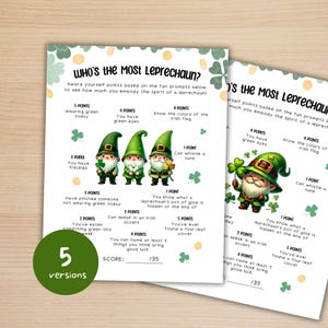 Who Is Most Like a Leprechaun, Fun St. Patrick&#39;s Day Game for Kids, Printable Activity for School Classrooms and Family Group Parties