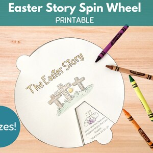 Ostergeschichte Spin Wheel Malseiten, religiöse Osterbibelgeschichte für Kinder, Er ist auferstanden, Karwoche, Sonntagsschulaktivität