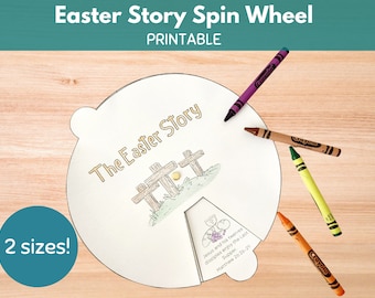 Easter Story Spin Wheel Coloring Pages, Religious Easter Bible Story For Kids, He is Risen, Holy Week, Sunday School Activity
