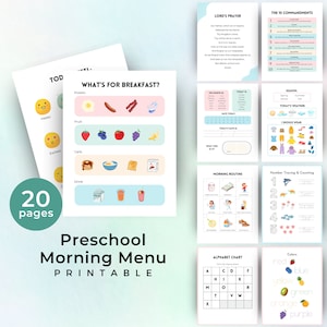 Morning Menu Kids, Homeschool Printable, Basic Homeschool, Christian Preschool Worksheets, Calendar Pages, Morning Basket Fall Morning Menu