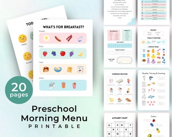 Morning Menu Kids, Homeschool Printable, Basic Homeschool, Christian Preschool Worksheets, Calendar Pages, Morning Basket Fall Morning Menu
