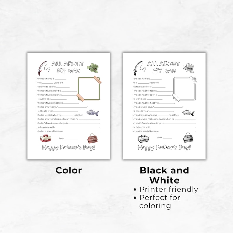 All About My Dad Printable, Father's Day Questionnaire Sheet, DIY ...