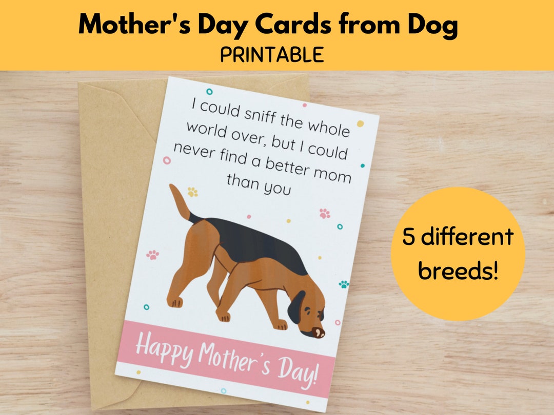 Printable Mothers Day Card From Dog, Funny Mother's Day Greeting Cards, Dog Mom Card, Gifts for ...