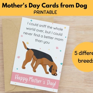 Tarjeta imprimible del día de la madre de perro, tarjetas de felicitación divertidas del día de la madre, tarjeta de mamá perro, regalos para ella
