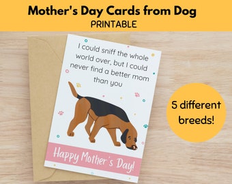 Printable Mothers Day Card From Dog, Funny Mother's Day Greeting Cards, Dog Mom Card, Gifts For Her