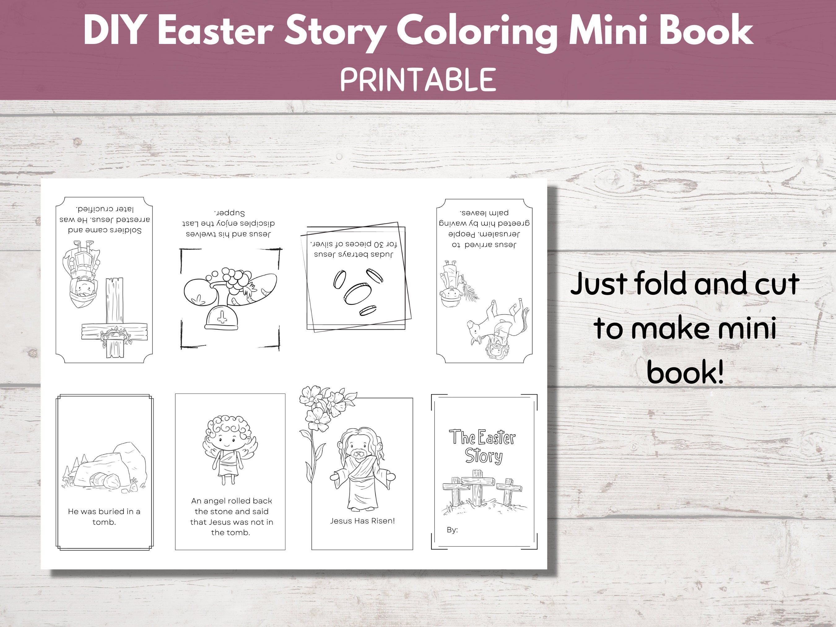 Easter Story Coloring Pages Mini Book, Religious Easter Story for Kids ...