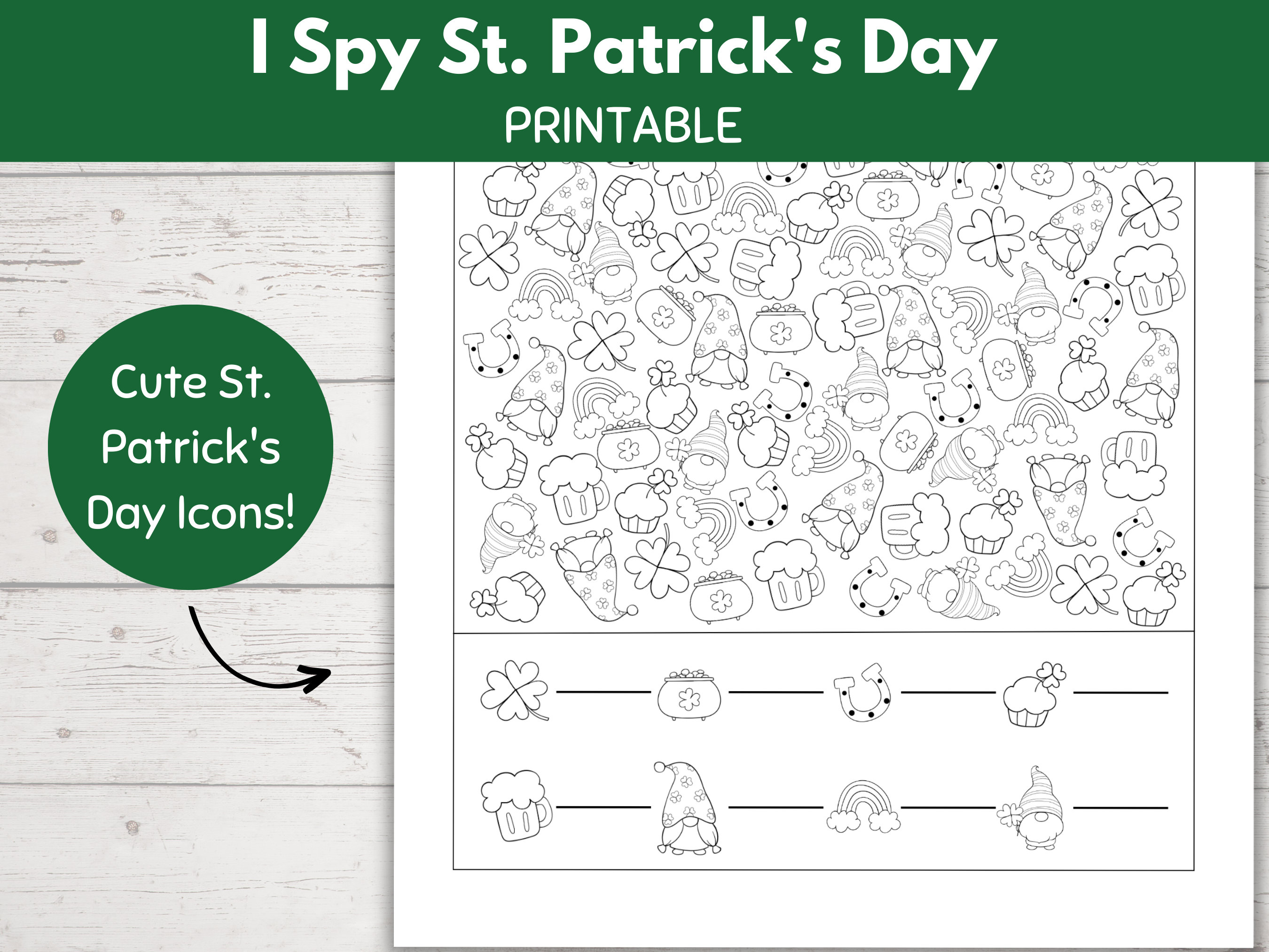 I Spy St. Patrick's Day Game Printable, Kids St. Paddy's Day Party Game ...