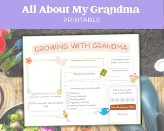 Alles über meine Oma zum ausdrucken, Gartenarbeit Mimi Thema Arbeitsblatt, Großeltern-Tagesaktivität für Kinder, lustiges Andenken, Enkelkinder, Muttertag