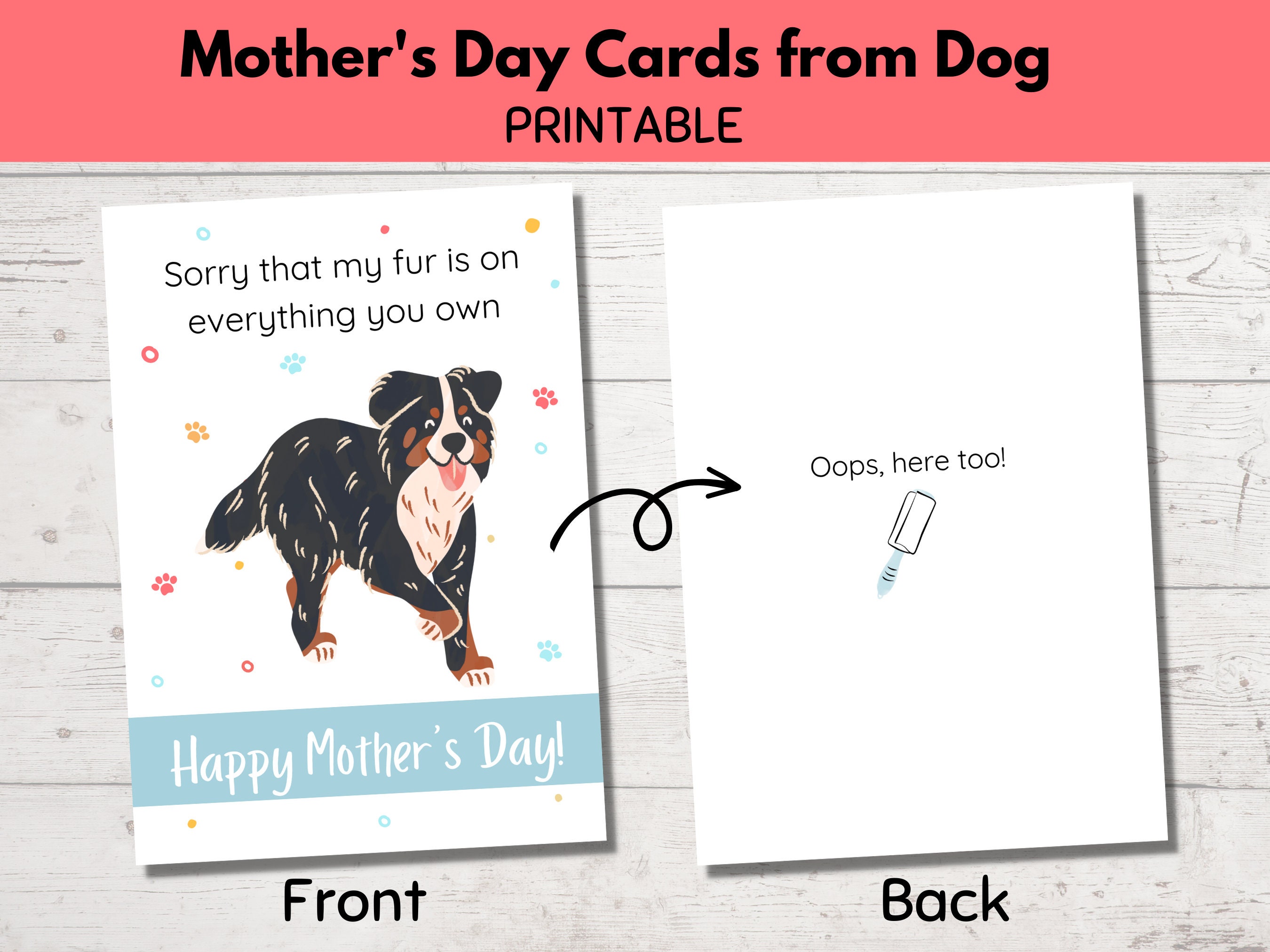 Printable Mothers Day Card From Dog, Funny Mother's Day Greeting Cards, Dog Mom Card, Gifts for ...