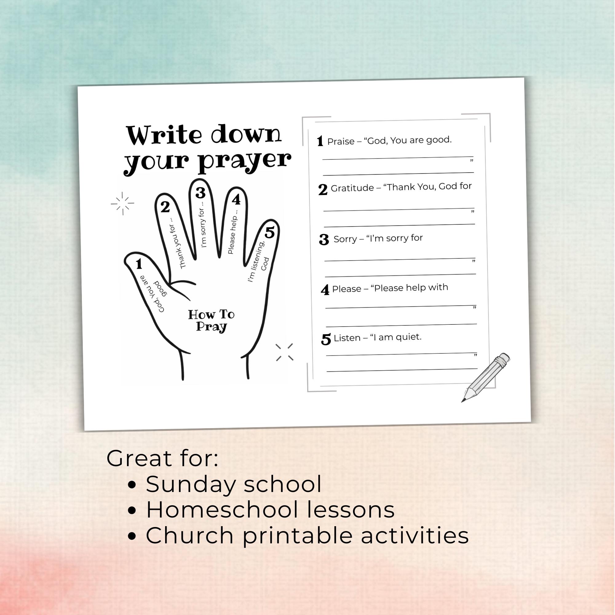 Five Finger Prayer Craft Printable, Kids Sunday School Activity, How to ...