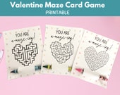 Valentine Maze Cards Printable, DIY Valentine Cards for Kids, School Classroom Valentine Activity