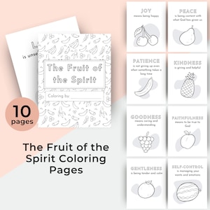 Fruto del Espíritu imprimible para niños, página para colorear religiosa, manualidad de versículos bíblicos cristianos, actividad bíblica preescolar, juego de escuela dominical