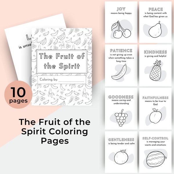 Fruit of the Spirit Printable for Kids, Religious Coloring Page, Christian Bible Verse Craft, Preschool Bible Activity, Sunday School Game