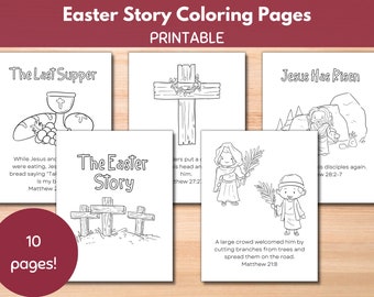 Easter Story Coloring Pages, Religious Easter Story For Kids, He is Risen, Holy Week, Bible Easter Story Cards, Sunday School Activity