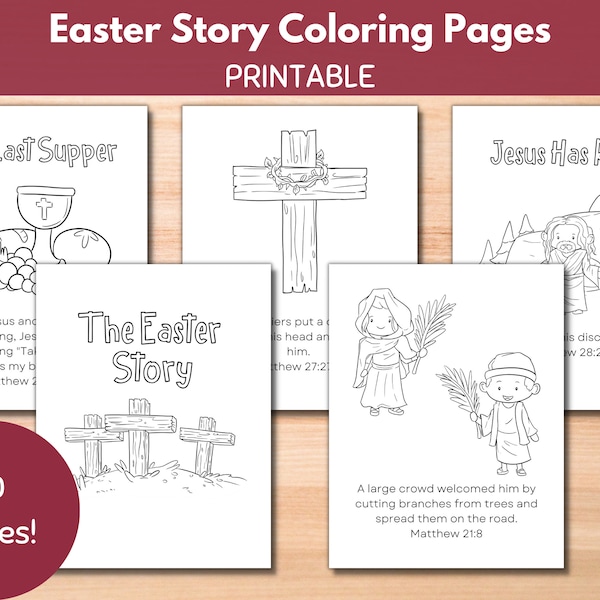 Easter Story Coloring Pages, Religious Easter Story For Kids, He is Risen, Holy Week, Bible Easter Story Cards, Sunday School Activity