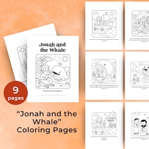 Jonah and the Whale Coloring Pages, Bible Story Printable for Kids, Sunday School Activities, Christian VBS Homeschool Bible Lessons