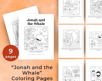 Jonah und der Wal Malseiten, Bibelgeschichte zum Ausdrucken für Kinder, Sonntagsschulaktivitäten, christliche VBS Bibelstunden zu Hause