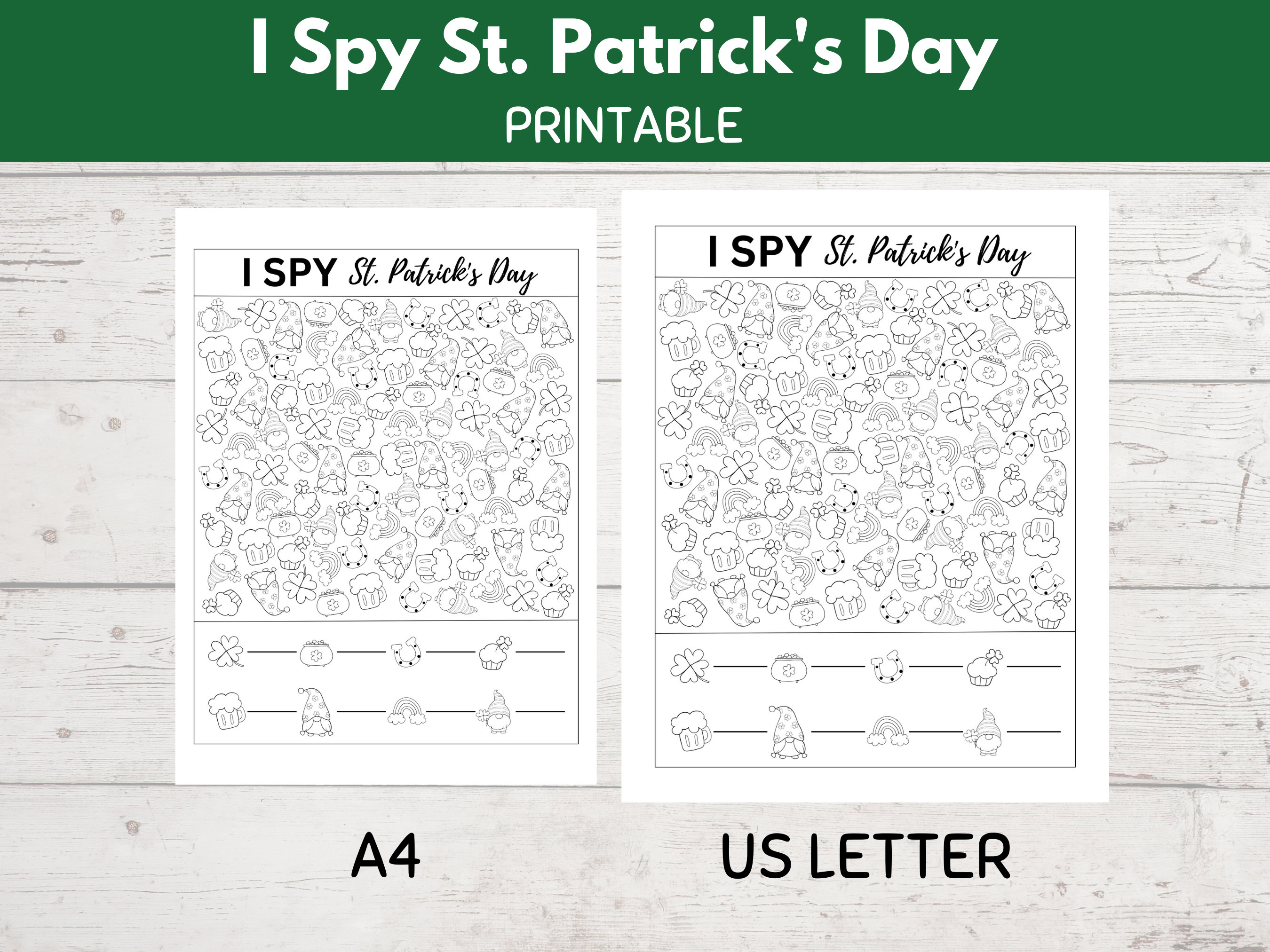 I Spy St. Patrick's Day Game Printable, Kids St. Paddy's Day Party Game ...
