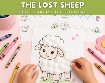 Arbeitsblatt zum Thema „Das verlorene Schaf“ zum Ausdrucken, Bastelvorlage zur Bibel für Kleinkinder, Malvorlagen für Kinder, Bastelvorlage zum Nachzeichnen für Vorschulkinder, Sonntagsschule