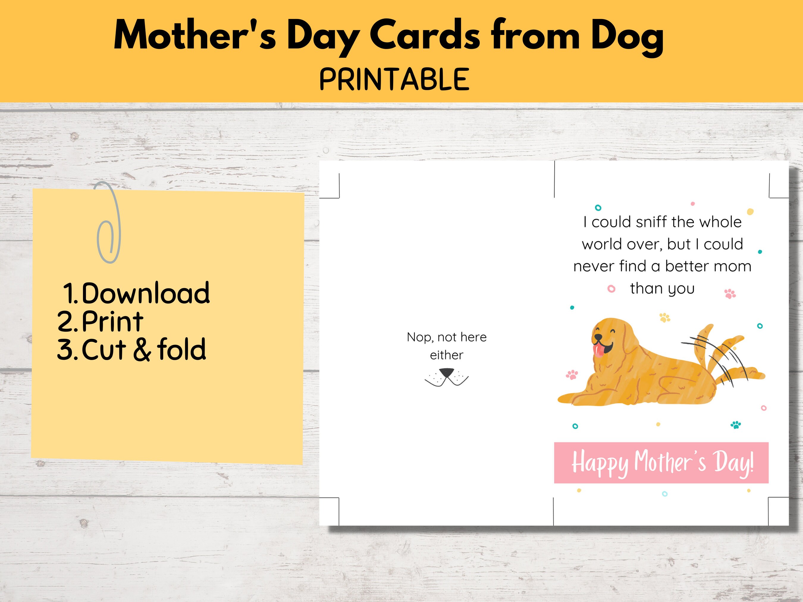 Printable Mothers Day Card From Dog, Funny Mother's Day Greeting Cards, Dog Mom Card, Gifts for ...