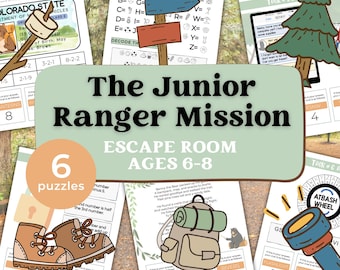 Escape Room zum Thema Camping, ausdruckbares Familien-Spiele-Set, DIY-Outdoor-Aktivitäten für Kinder, Geburtstagsparty, Sommercamp-Puzzle-Set