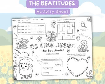 Seligpreisungen Aktivitätsblatt, Seligpreisungen Färbung, Färbung der Bibel Verse, Homeschool Kinder Bibelstunden, Geschichte der Kirche, Predigt auf dem Berg