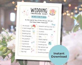 Wedding treasure hunt for kids, I spy wedding game, Wedding table games, Kids fun reception activity, wedding children entertainment