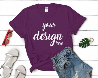 Purple Canvas Shirt Mockup: T-Shirt Photo Mock Up (Digital Download)