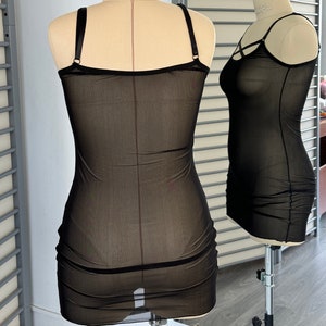 Black transparent dress with chest harness | Black see through babydoll