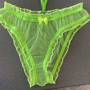 Neon Green Sheer Panties | Sexy See Through Panty | Seductive Lingerie