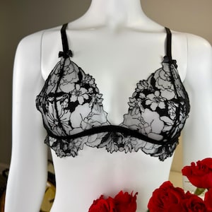 Black sheer bra – Luxury custom fit lingerie | Sexy lace bralette | Lingerie see through | Boudoir Lingerie | Tailored high quality bra